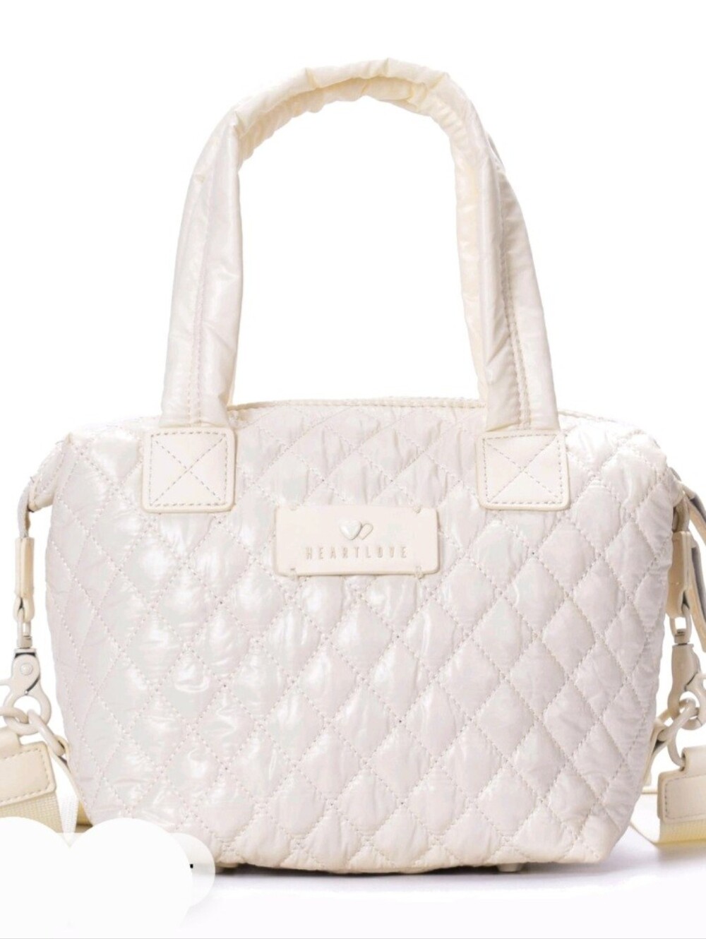 Heartlove Off White Quilted Cream Women's Handbag NWT